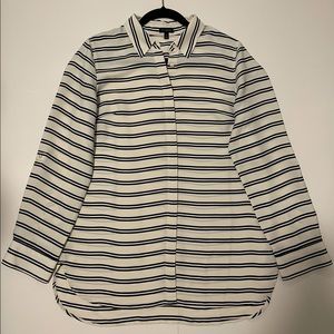Classic Striped Long Sleeve Button-Down Blouse